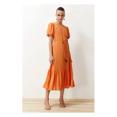 Trendyol Tile Gather Detailed Flounce Maxi Woven Dress