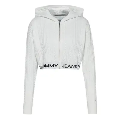 Tommy Jeans Cardigan - TJW BXY CROP ZIP WAI white