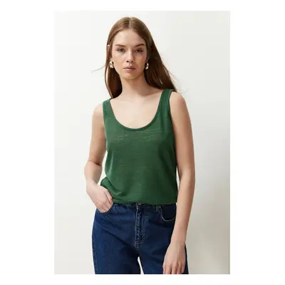 Trendyol Green Relaxed Fit Pool Neck Back Detailed Knitted Blouse