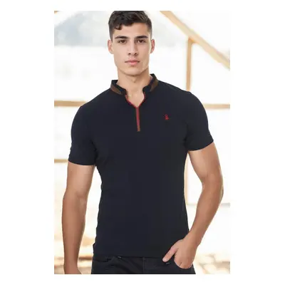 T8571 DEWBERRY ZIP ZIP ZIP PÁNSKÉ TRIČKO - TMAVĚ MODRÁ