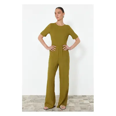 Trendyol Khaki Patterned Viscose Maxi Woven Jumpsuit