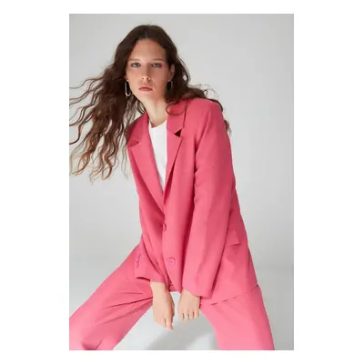 Trendyol Limited Edition Fuchsia Oversized Woven Lined Double Breasted Blazer with Closure