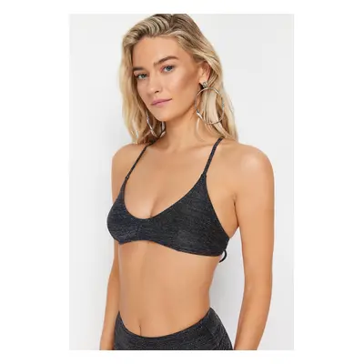 Trendyol Black Bralette Silvery Bikini Top