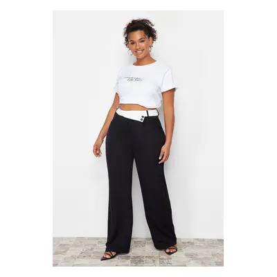 Trendyol Curve Black High Waist Wideleg Woven Trousers