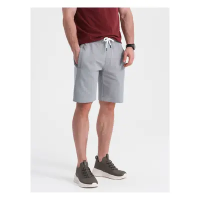 Ombre Men's knit shorts with drawstring and pockets - grey