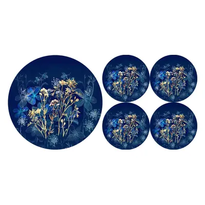 Bertoni Home Unisex's 1+4 Round Table Pads Set Midnight Navy Blue