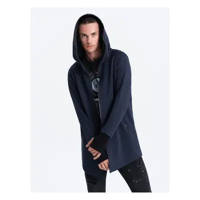 Ombre Longer men's unbuttoned sweatshirt with spacious hood PRAGA