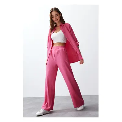 Trendyol Fuchsia Woven Shirt-Pants Epaulette Suit