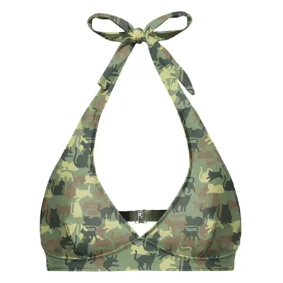 Aloha From Deer Woman's Camo Cats Halter Neck Bikini Top BTH AFD090