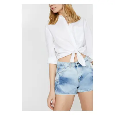 Koton Women's Mixed Normal Waist Jean Shorts with Pocket Detail