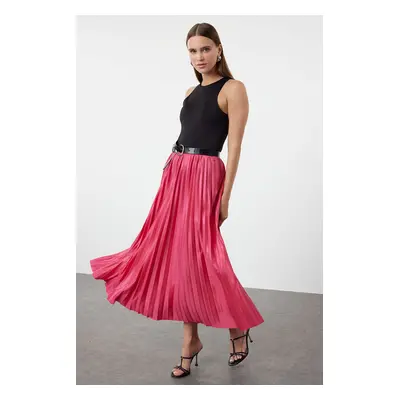 Trendyol Fuchsia Pleated Animal Print Skirt