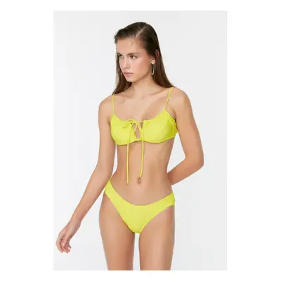 Trendyol Green Bikini Bottoms with Shirring