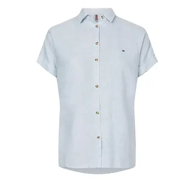 Tommy Hilfiger Shirt - LINEN RELAXED SHIRT SS blue