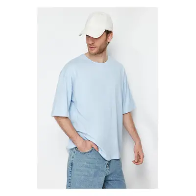 Trendyol Light Blue Oversize/Wide Cut 100% Cotton T-Shirt