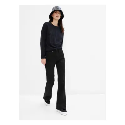 GAP Džíny high rise flare black - Dámské