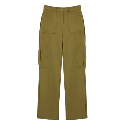 Trendyol Khaki Cargo Straight/Straight Cut Double Pocket Woven Fabric Trousers