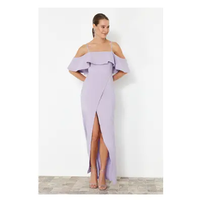 Trendyol Lilac Flounced Woven Long Evening Dress