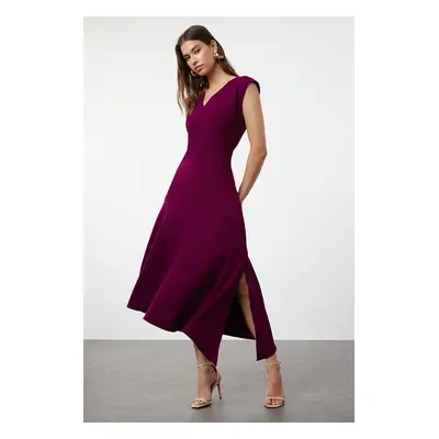 Trendyol Plum A-Line Skirt Asymmetrical Midi Woven Dress