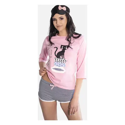 Aprodit Cat Pyjamas Pink and Navy