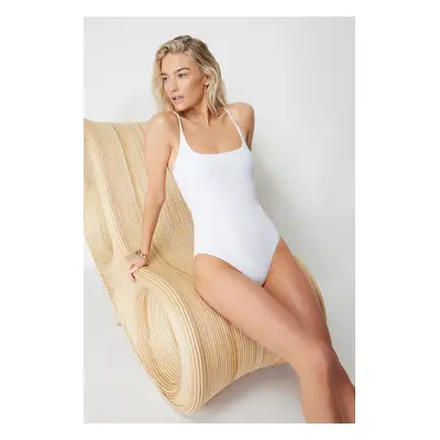 Trendyol White Square Neck Regular Swimsuit