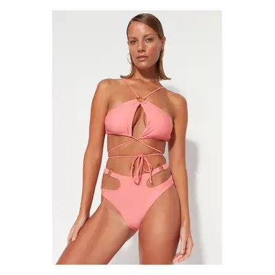 Trendyol Pink Halter Neck Příslušenství Bikiny Top