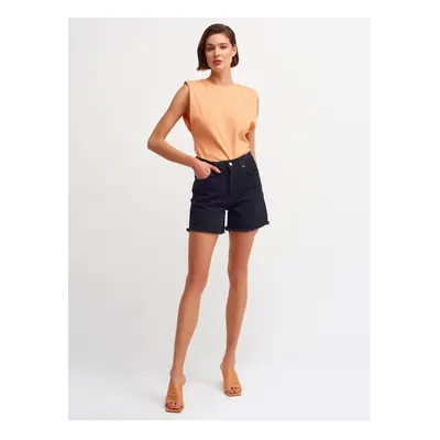 Dilvin Black Shorts With Feathered Legs Zilmod