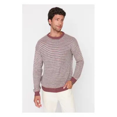 Trendyol Dusty Rose Regular Crew Neck Jacquard Sweater