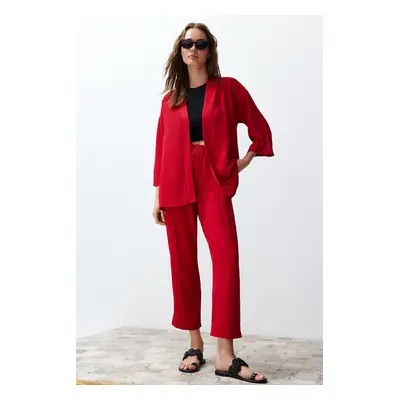 Trendyol Red Woven Kimono-Pants Set