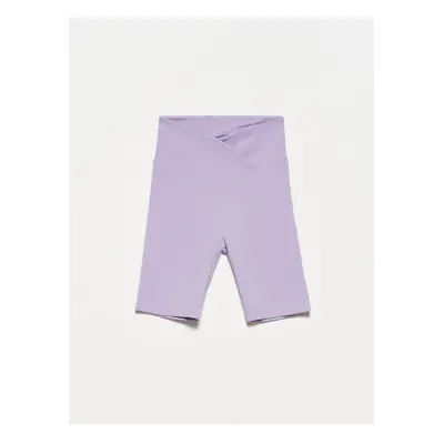 Dilvin Belt Detailed Short Leggings-lilac