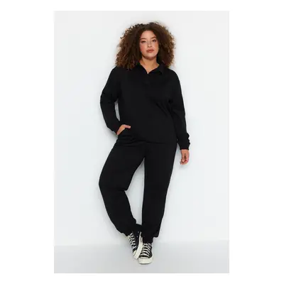 Trendyol Curve Black Thin Knitted Tracksuit Set