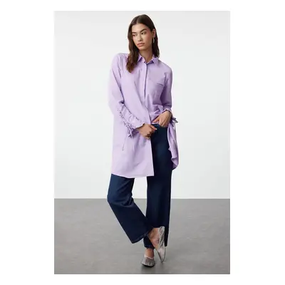 Trendyol Pink Sleeve Ruffle Detailed Regular Woven Shirt