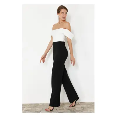 Trendyol Black-White Underwire Woven Jumpsuit