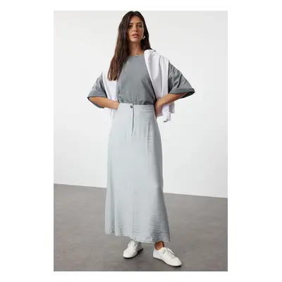 Trendyol Gray Normal Waist Woven Linen Look Skirt