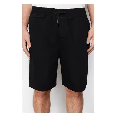 Trendyol Black Regular Fit Denim Shorts with Elastic Waist