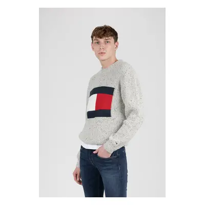 Tommy Jeans Sweater - TJM TOMMY FLAG SWEATER light grey