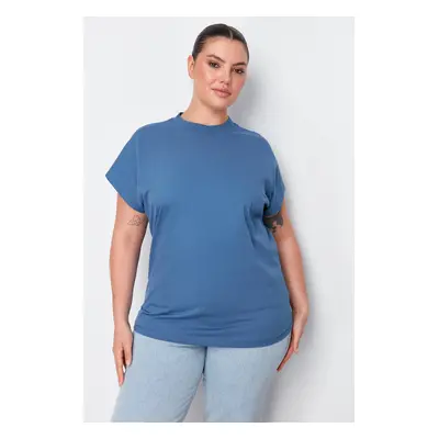 Trendyol Curve Indigo Boyfriend Knitted T-shirt