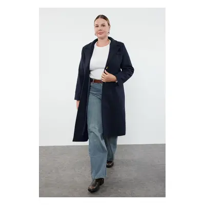 Trendyol Curve Navy Blue Regular Fit Thick Stitching Coat