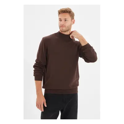 Trendyol Brown Slim Fit Cotton Half Turtleneck 100% Cotton Basic Sweater