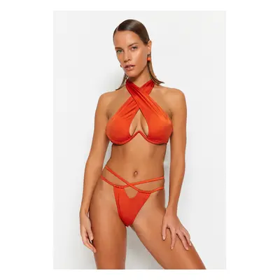 Trendyol Cinnamon Tunnel High Leg Bikini Bottom