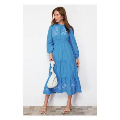 Trendyol Blue Embroidery Detailed Woven Dress