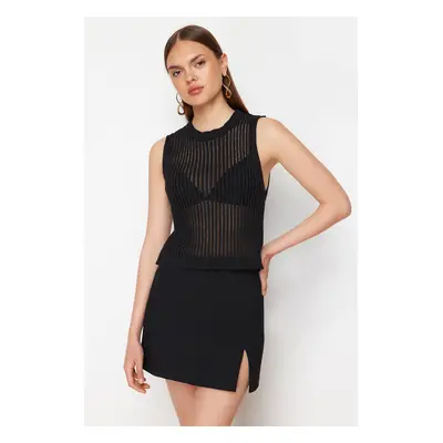 Trendyol Black Transparent Knitwear Blouse