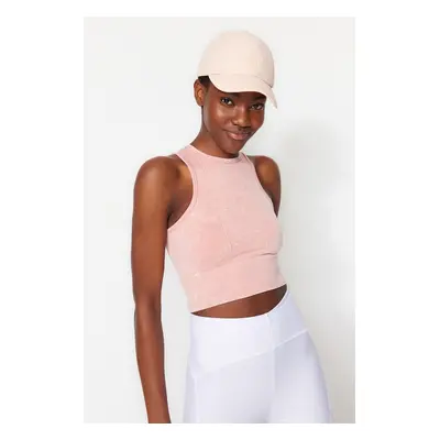 Trendyol Dusty Rose Seamless Crop Washed Barbell Neck Knitted Sports Top/Blouse