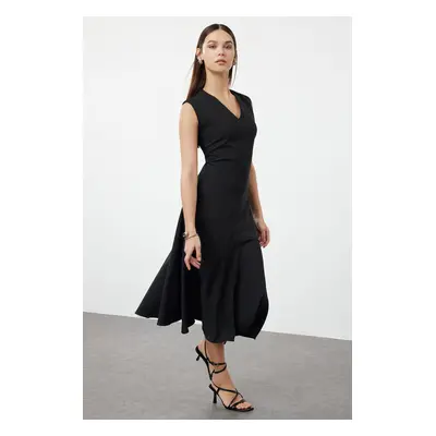 Trendyol Black Plain Midi Woven Dress