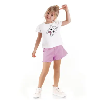 Denokids Ribbed Rabbit Girls Kids T-shirt Shorts Set