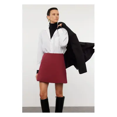 Trendyol Dark Burgundy High Waist A-Line Mini Woven Skirt