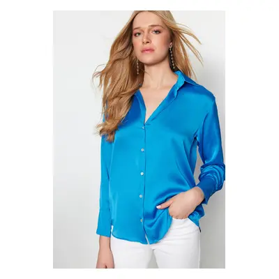 Trendyol Sax-Weave Satin Shirts