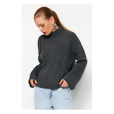 Trendyol Anthracite Soft Textured Basic Knitwear Sweater