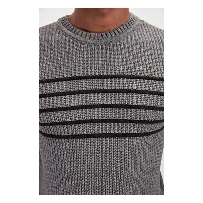 Trendyol Grey Wool Crew Neck Long Sleeve Sweater