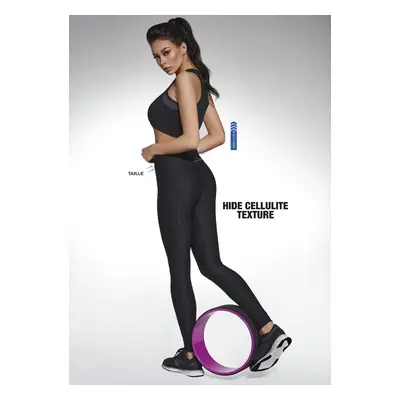 Bas Bleu AURA sports leggings black with a wasp waist and a structure that hides cellulite and a