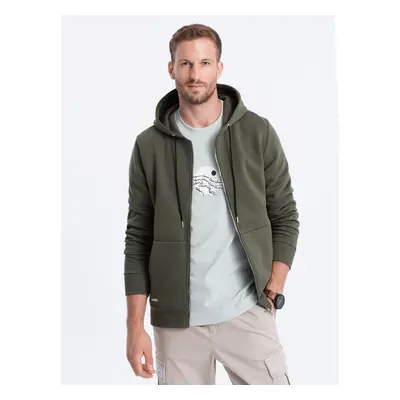 Ombre Men's unbuttoned hooded sweatshirt - olive